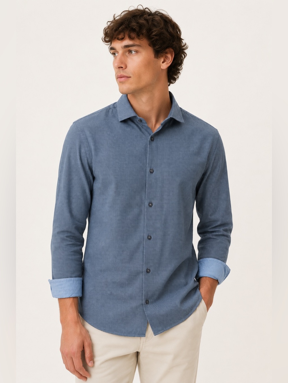 Ted Baker Endurance Dress Shirt Blue Geometric Cotton 17